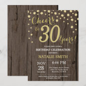 Rustic Wood Gold 30th Birthday Diamond Kaart (Voorkant / Achterkant)