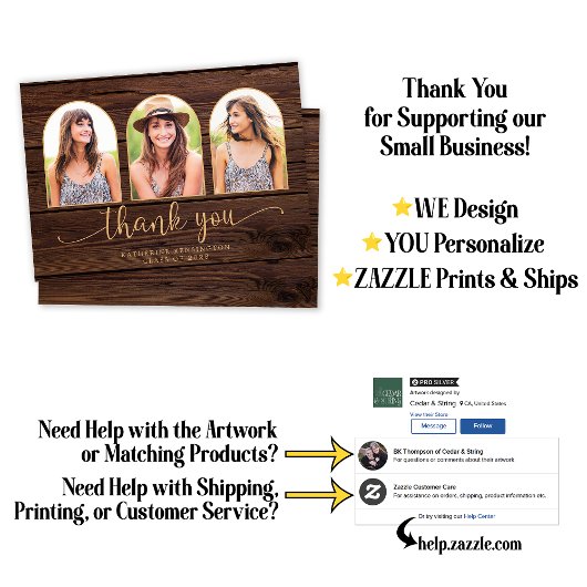 Rustic Wood Gold Arch 3 Foto Afstuderen Bedankkaart