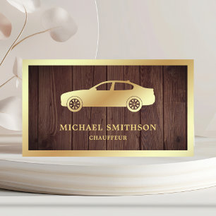 Rustic Wood Gold Car Professional Chauffeur Visitekaartje