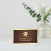 Rustic Wood Gold Foil Home Logo Vastgoedmakelaar Visitekaartje (Staand voorkant)
