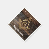 Rustic Wood Gold Merry Kerstmis Masonic Napkins Servetten (Hoek)