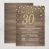 Rustic Wood Gold Surprise 30e verjaardag diamant Kaart (Voorkant / Achterkant)