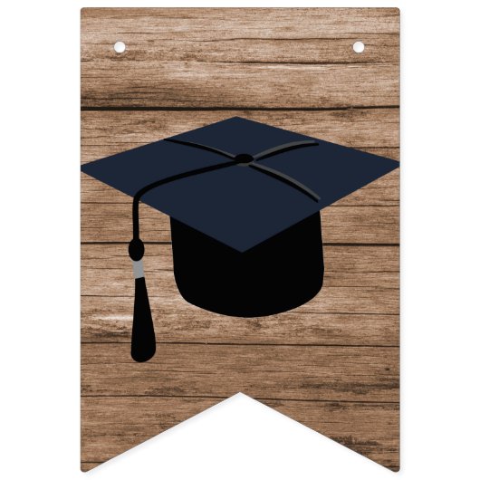 Rustic Wood Graduation Party Bunting Flags Vlaggetjes (Eerste vlag)