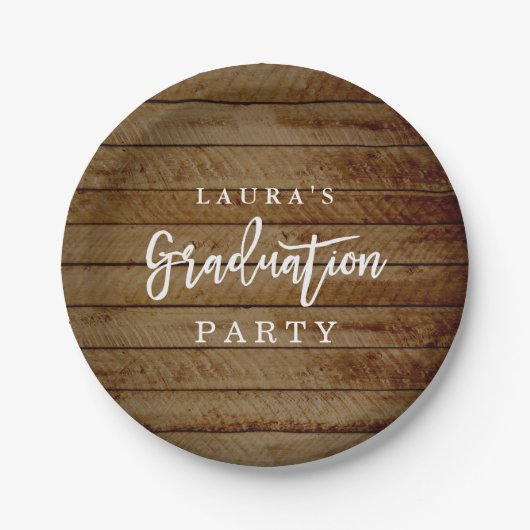 Rustic Wood Graduation Party Papier Bord (Voorkant)