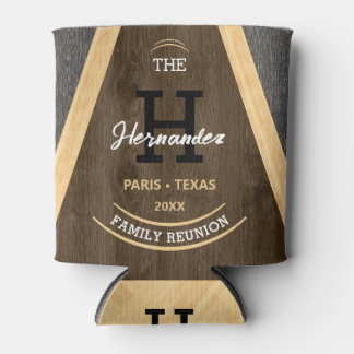 Rustic Wood grain Monogrammed Family reunion Brown Blikjeskoeler