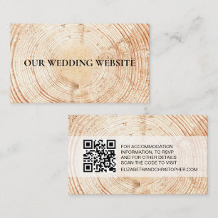 Rustic Wood Grain QR code bruiloft website Informatiekaartje