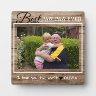 Rustic Wood Grandpa Best Paw Ever Photo Fotoplaat