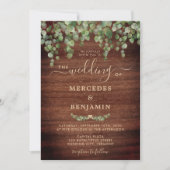 Rustic Wood Greenery Eucalyptus Gold Wedding Kaart (Voorkant)