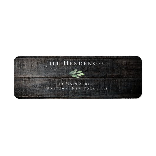 Rustic Wood Greenery Modern Return Address Label (Voorkant)