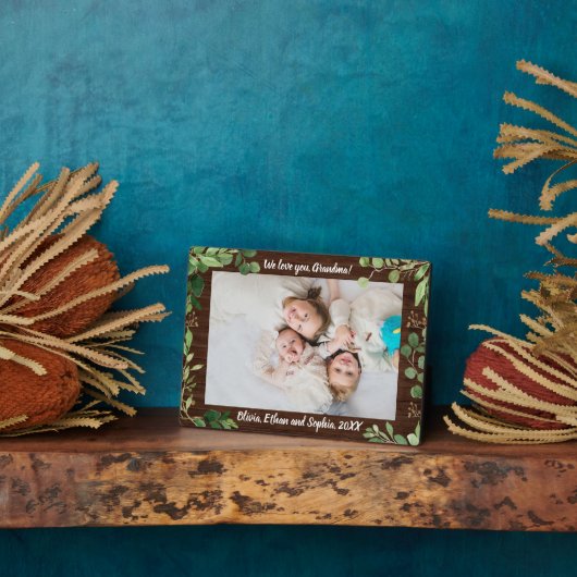 Rustic Wood Greenery Name Photo Plaque Fotoplaat (Zijkant)