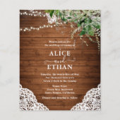 Rustic Wood Greenery QR Code Wedding Cheap Flyer (Voorkant)