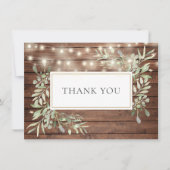 Rustic Wood Greenery String Lights Dank u Bedankkaart (Voorkant)