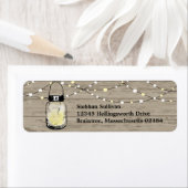 Rustic Wood Hanging Mason Jars en Lights Wedding Etiket (Insitu)