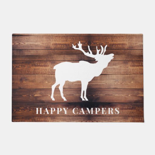 Rustic Wood Happy Campers Deurmat (Voorkant)