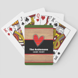 Rustic Wood Heart familienaam Pokerkaarten