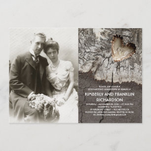 Rustic Wood Heart Foto Wedding Jubileum Kaart