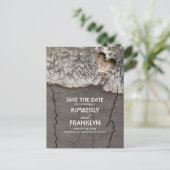 Rustic Wood Heart Tree Bark Save the Date Aankondigingskaart (Staand voorkant)