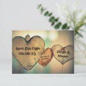 Rustic Wood Hearts - 3x5 Enregistrer la carte Date (Debout devant)