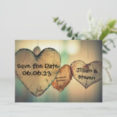 Rustic Wood Hearts - Enregistrer la carte Date 5x7 (Debout devant)