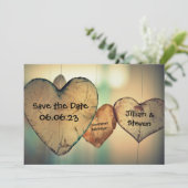 Rustic Wood Hearts - Enregistrer la carte Date 5x7 (Debout devant)