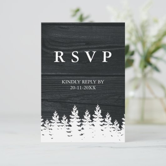 Rustic Wood Herfst Herfst Winter Wedding QR Code RSVP Kaartje (Staand voorkant)