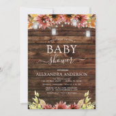 Rustic Wood Herfst Zonnebloemen Baby shower Kaart (Voorkant)