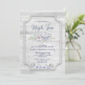 Rustic Wood High Tea Baby shower Kaart (Staand voorkant)