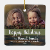 Rustic Wood Holiday - Aangepaste foto Keramisch Ornament (Achterkant)