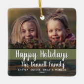 Rustic Wood Holiday - Aangepaste foto Keramisch Ornament (Voorkant)