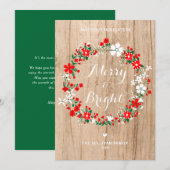 Rustic Wood Holiday Floral Wreate kerstKaart (Voorkant / Achterkant)