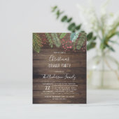 Rustic Wood Holly & Pine Holiday Party Invitation (Debout devant)