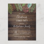 Rustic Wood Holly & Pine Holiday Party Invitation (Devant)
