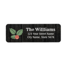 Rustic Wood Holly Return Address Label