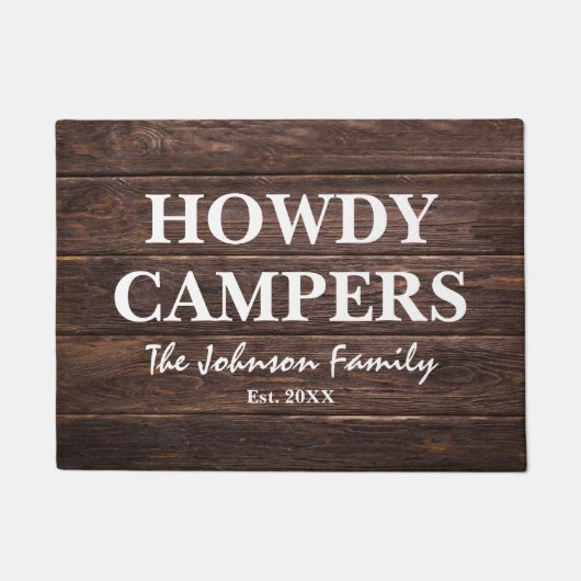 Rustic Wood Howdy Campers Deurmat (Voorkant)