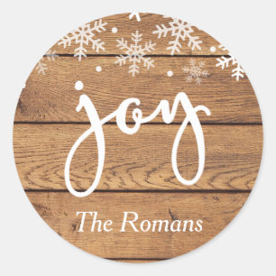 Rustic Wood Joy Holiday Persoonlijke cadeau Ronde Sticker