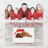 Rustic Wood Joyeux Noël Photo - Étiquette de vin (Étiquettes simples)