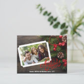 Rustic Wood Joyeux Noël Typographie Carte photo (Debout devant)