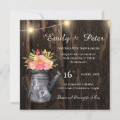 Rustic Wood Jug Oranje Waterverf Floral Wedding (Voorkant)