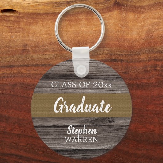 Rustic Wood Kijk Afstuderen Klasse 2023 | Naam Sleutelhanger (Voorkant)