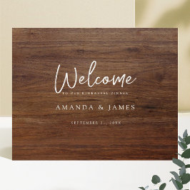 Rustic Wood Kijk bruiloft Rehearsal Dinner Welkom Poster