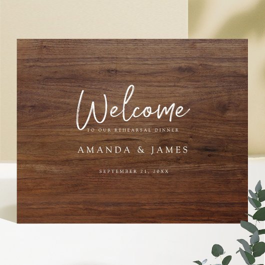 Rustic Wood Kijk bruiloft Rehearsal Dinner Welkom Poster