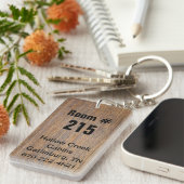 Rustic Wood Kijk Hotel Room Number Sleutelhanger (Voorkant Rechts)