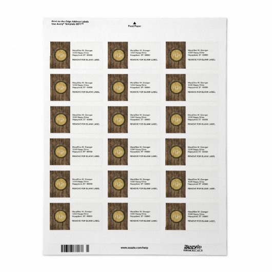 Rustic Wood Kijk Planks #1 Steampunk 3 Monogram Etiket (Full Sheet)