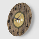 Rustic Wood Kijk Planks #1 Steampunk 3 Monogram Grote Klok (Hoek)