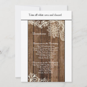 Rustic Wood Lace 3.5x6 Wedding Direction Kaart