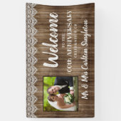 Rustic Wood Lace ANY Jubileum Foto Spandoek (Verticaal)