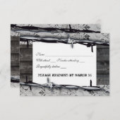 Rustic Wood Lace Barbed Wire rsvp (Voorkant / Achterkant)