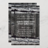 Rustic Wood  Lace Barbed Wire Wedding Kaart (Voorkant / Achterkant)