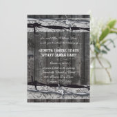 Rustic Wood  Lace Barbed Wire Wedding Kaart (Staand voorkant)
