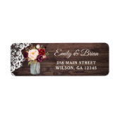 Rustic Wood Lace Blush Mason Jar Address Label (Voorkant)
